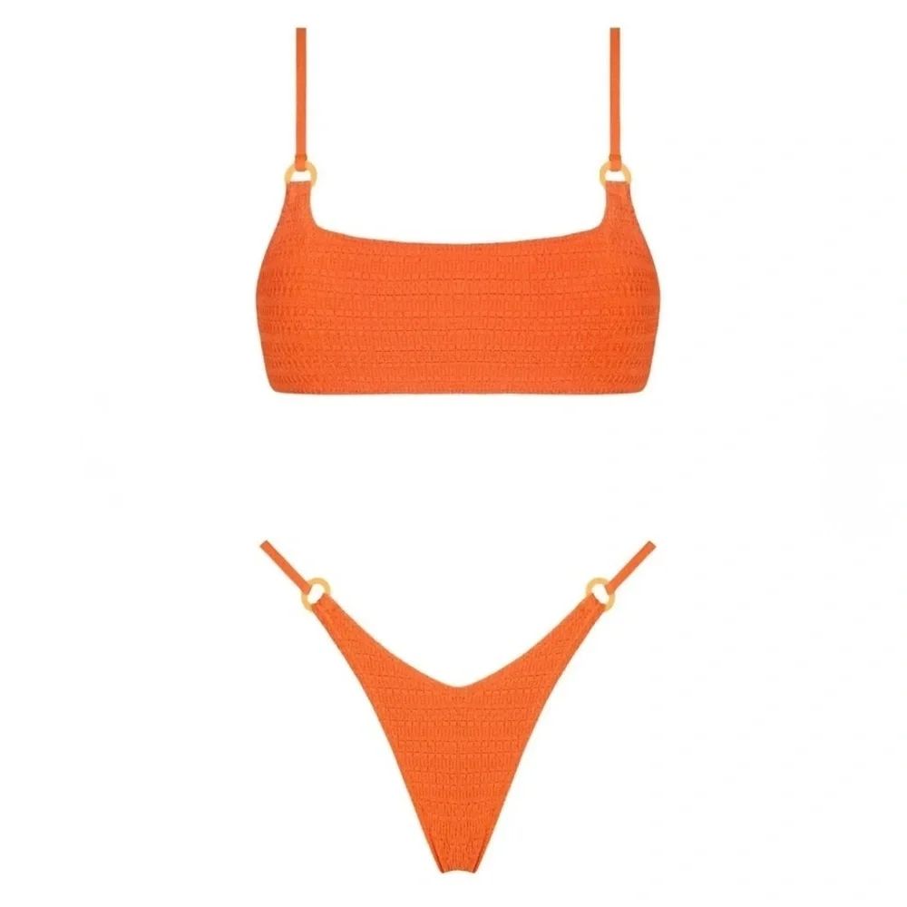 NWT OneOne Swimwear Bikini Set Orange Medium Small New Bailey Nova Tiger